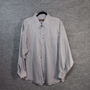 Alberto Danelli Flannel Dress Shirt Gray Check Cotton Split Pleated Office Wear